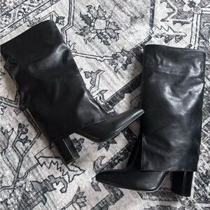 Elegant Black Faux Leather Women's Boots